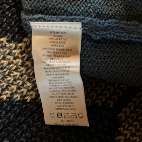 Wrangler-Blue, navy and cream Aztec print shawl collar open knit cardigan- NWT - Picture 8 of 8